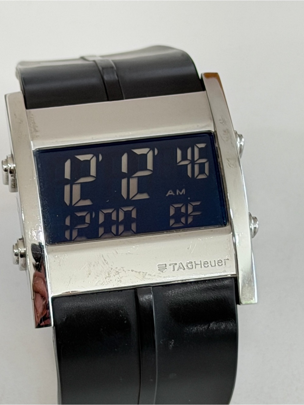 Tag Heuer Microtimer Steele Rubber Quartz Mens Watch Polished